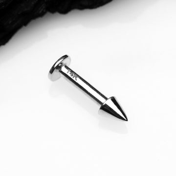 Detail View 1 of 14 Karat White Gold Spike Top Flat Back Stud Labret